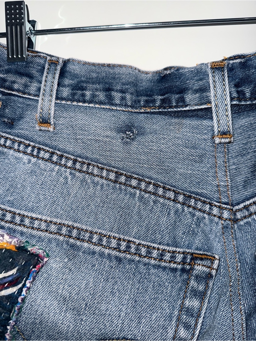 Levi’s Patchwork Denim Cutoff High Waisted Shorts - Picture 7 of 9